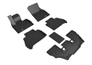 BMW X7 Floor Mat Set - Front Row; 2nd Row; 3rd Row - 3D MAXpider - KAGU Series - Black - `19-`23